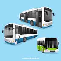 Vetor grátis conjunto de ônibus com diferentes perspectivas