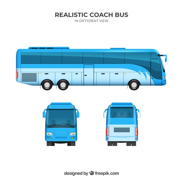 Conjunto de ônibus com diferentes perspectivas