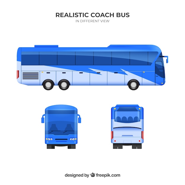 Vetor grátis conjunto de ônibus com diferentes perspectivas