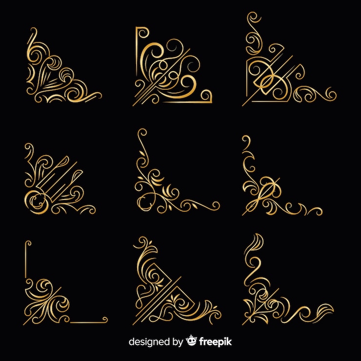 Vetor grátis conjunto de ornamento de borda dourada