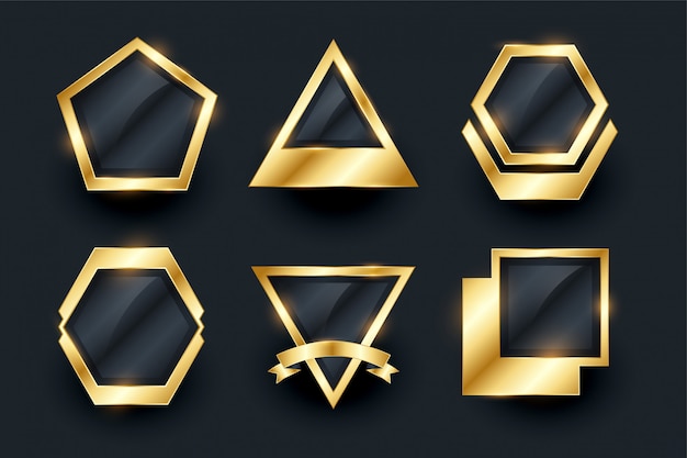 Conjunto de ouro emblemas vazios e etiquetas