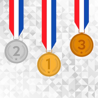 Conjunto de ouro prata e bronze e medalhas olímpicas