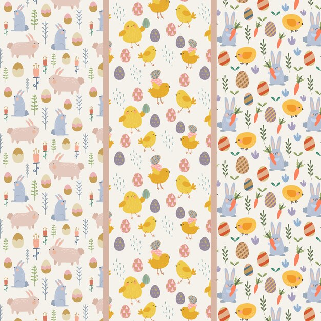 Conjunto de padrão de dia de Páscoa de design plano