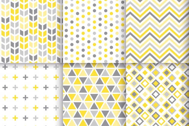 Conjunto de padrão geométrico amarelo e cinza