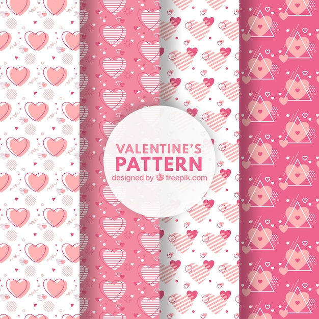 Conjunto de padrões de dia de valentim rosa