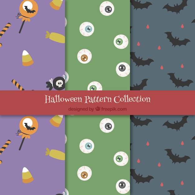 Conjunto de padrões de Halloween com elementos