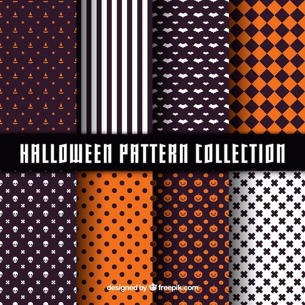 Conjunto de padrões decorativos geométricos de Halloween