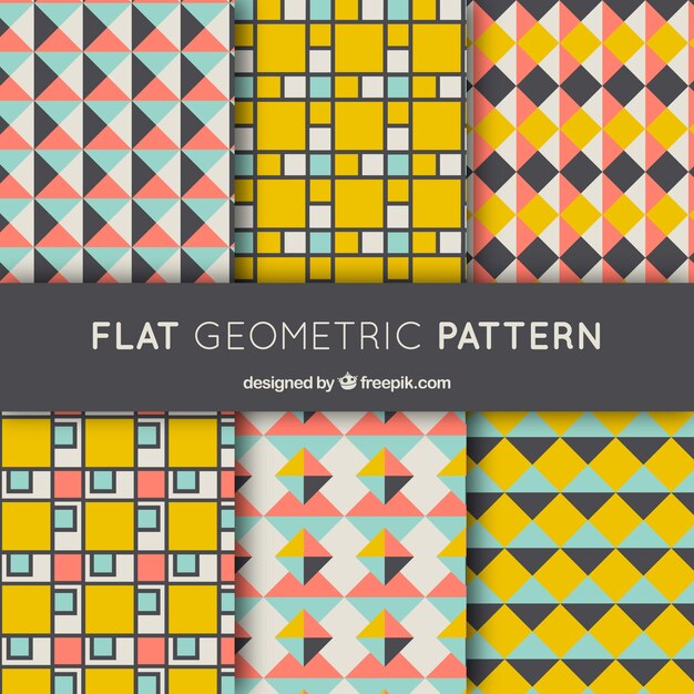 Conjunto de padrões geométricos em design plano