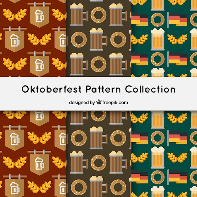 Conjunto de padrões mais oktoberfest em design plano