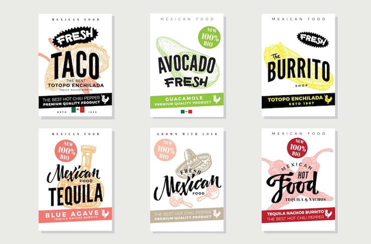 Vetor grátis conjunto de panfletos sketch mexican food