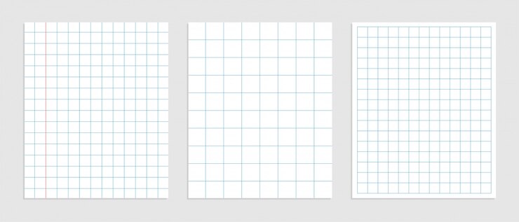 Vetor grátis conjunto de papel quadrado de matemática em vários tamanhos