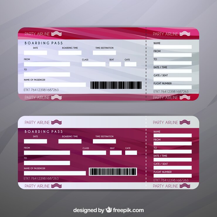 Vetor grátis conjunto de passagens aéreas