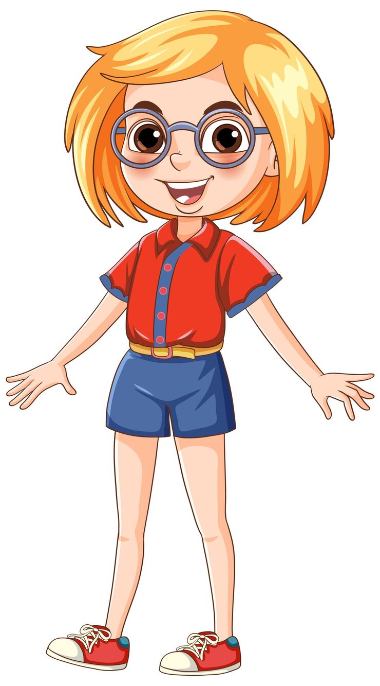 Vetor grátis conjunto de personagem de desenho animado de garota geek nerd usando óculos