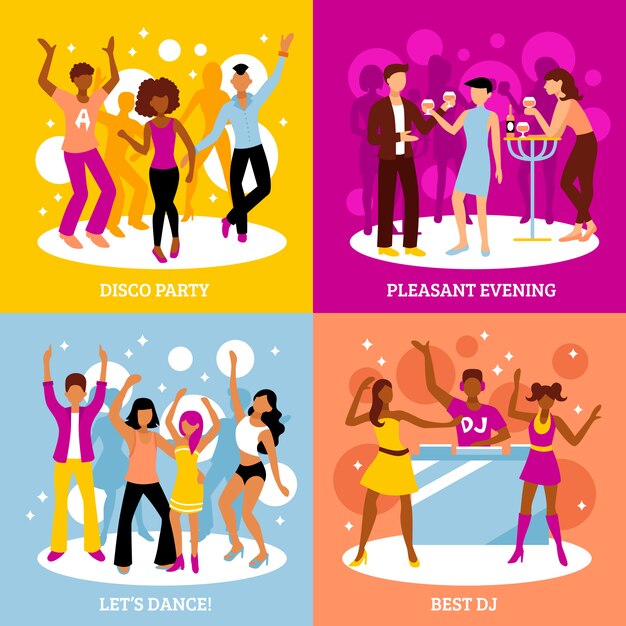 Conjunto de personagens de discoteca