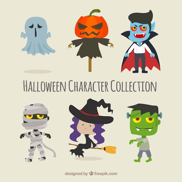 Conjunto de personagens de halloween