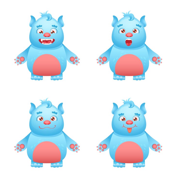Vetor grátis conjunto de personagens de monstros