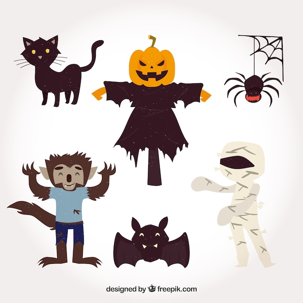 Conjunto de personagens do partido de halloween