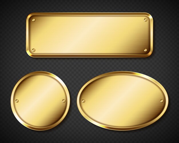 Conjunto de placas com nome dourado