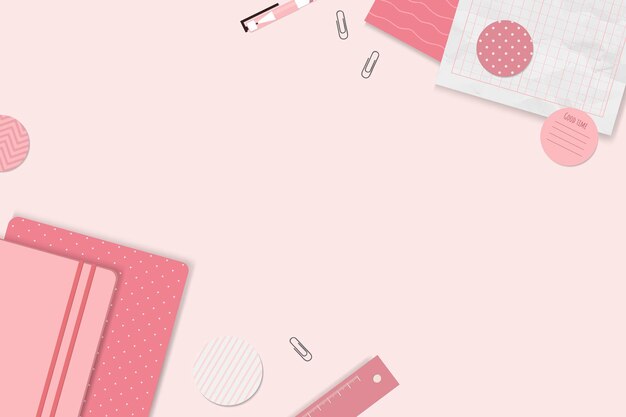 Conjunto de planejador de bloco de notas rosa
