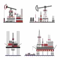 Vetor grátis conjunto de plataformas de petróleo