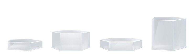 Vetor grátis conjunto de plataformas de vidro 3d de pentágono e hexágono
