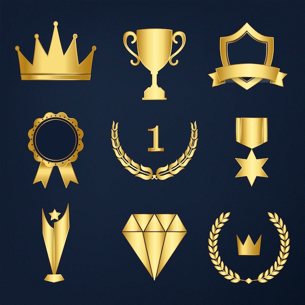 Conjunto de prêmios e emblemas vector