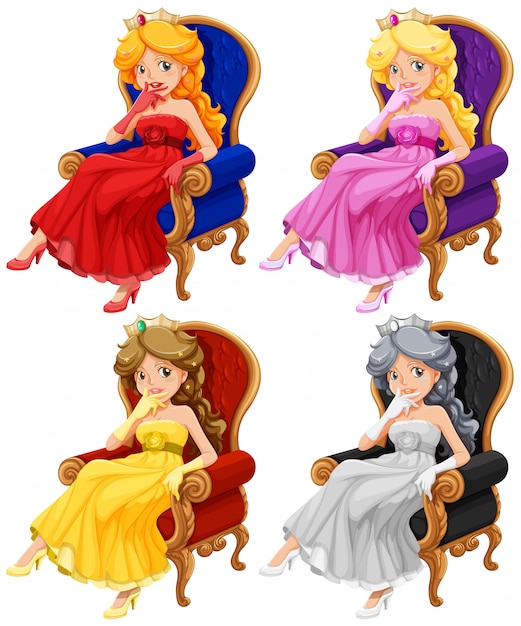 Vetor grátis conjunto de princesas