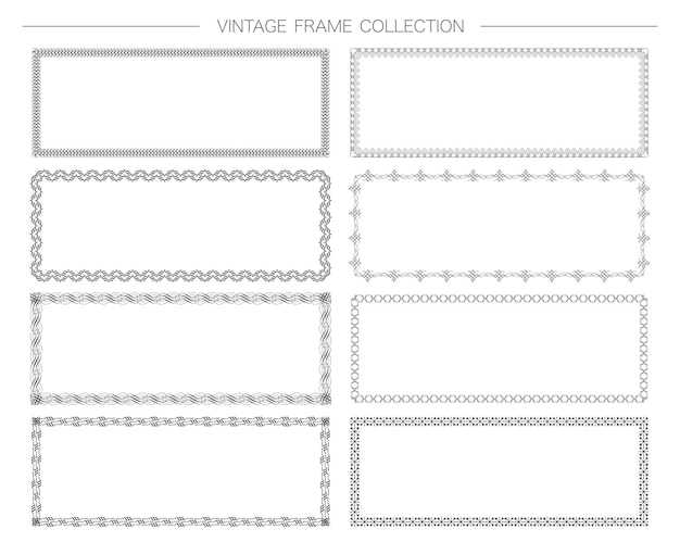 Vetor grátis conjunto de quadro vintage decorativo retangular isolado em uma ilustração vetorial de fundo branco