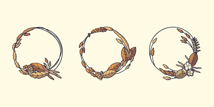 Vetor grátis conjunto de quadros de flores dos pampas desenhados à mão