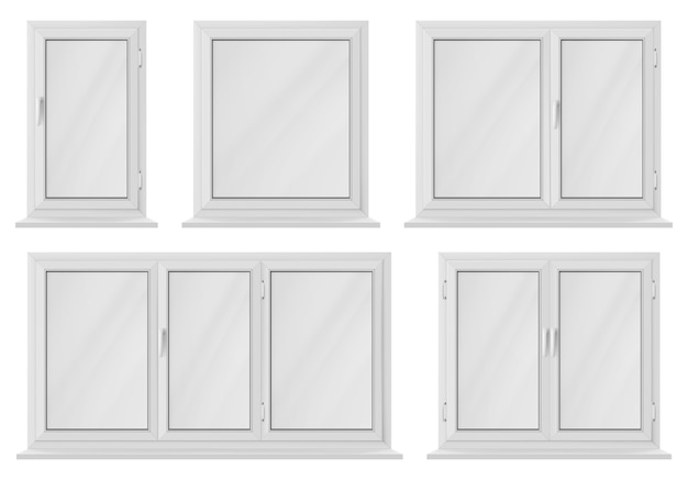 Vetor grátis conjunto de renderização de janelas realistas
