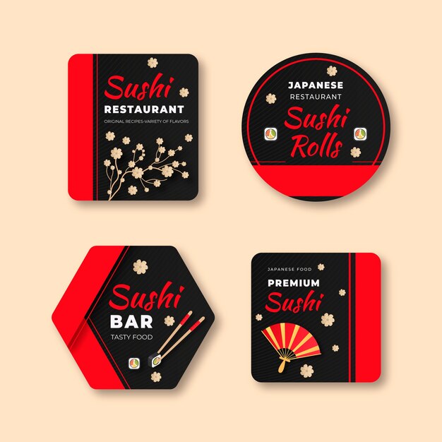 Conjunto de rótulos de restaurante japonês