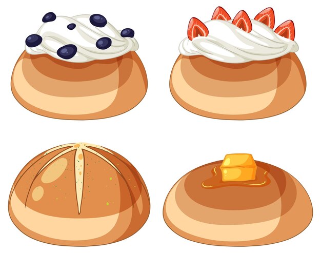 Conjunto de sabor diferente de pão