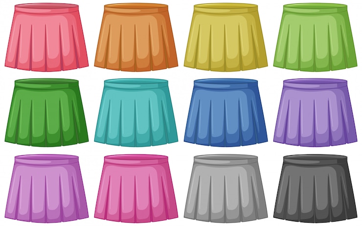 Vetor grátis conjunto de saias coloridas diferentes