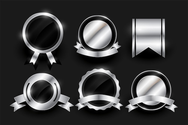 Vetor grátis conjunto de seis design de banner de elemento de emblema de distintivo brilhante e vazio
