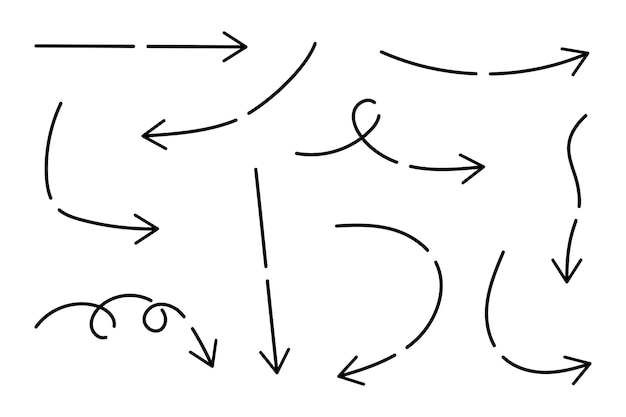 Vetor grátis conjunto de setas de linhas traçadas