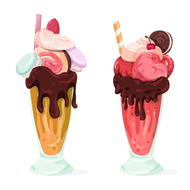 Conjunto de shakes de monstro desenhado de mão