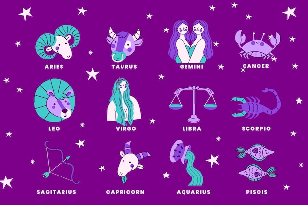 Vetor grátis conjunto de signos desenhados à mão