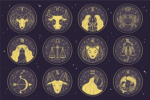 Vetor grátis conjunto de signos do zodíaco de design plano
