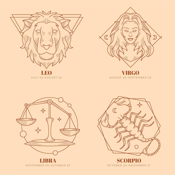 Vetor grátis conjunto de signos do zodíaco gravados à mão