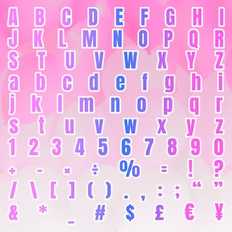 Conjunto de símbolos de número do alfabeto gradiente