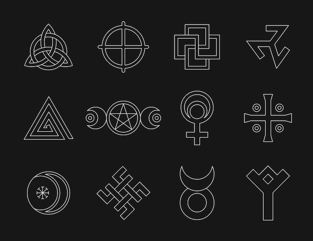 Vetor grátis conjunto de símbolos wiccanos