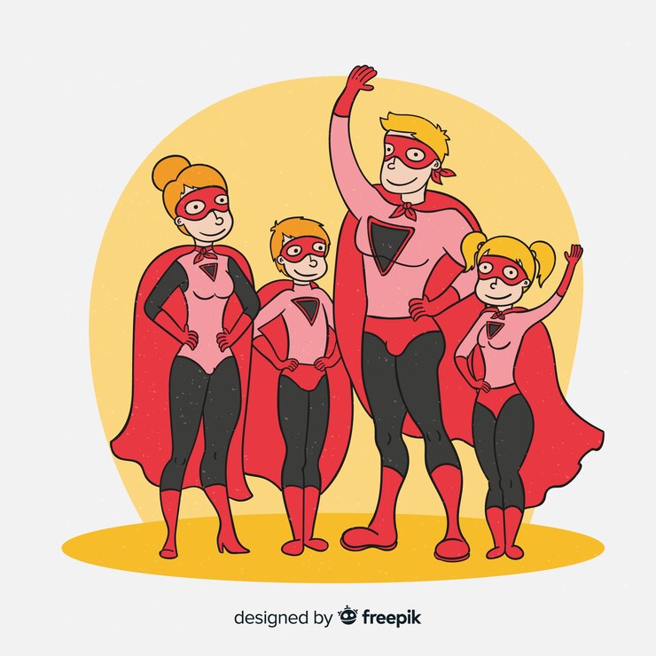 Vetor grátis conjunto de super-heróis engraçados