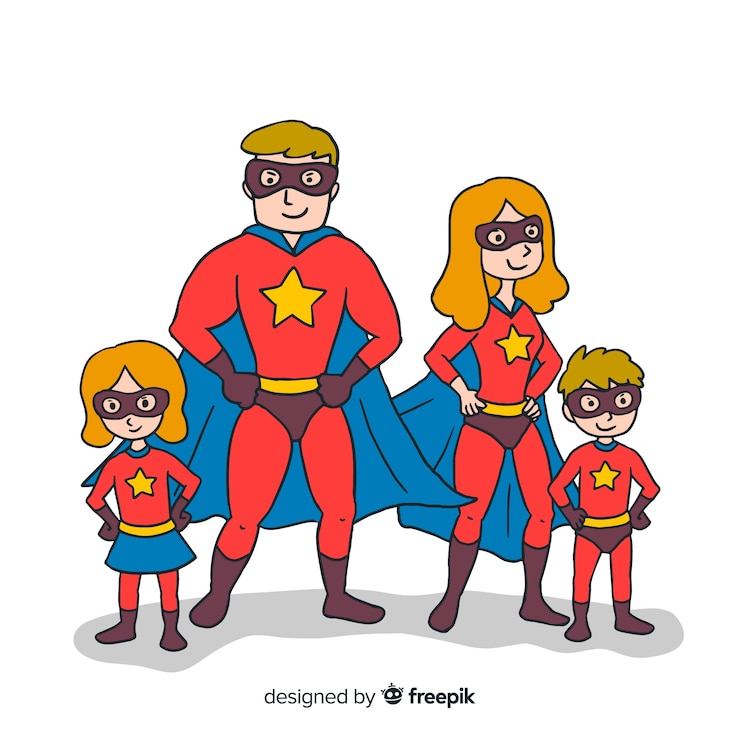 Vetor grátis conjunto de super-heróis engraçados