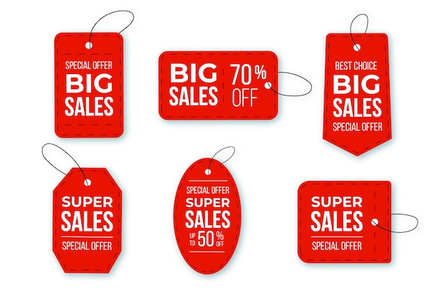 Vetor grátis conjunto de tags de venda de design plano com ofertas especiais
