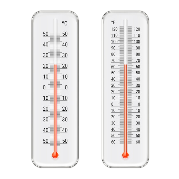 Vetor grátis conjunto de termômetros de meteorologia realista