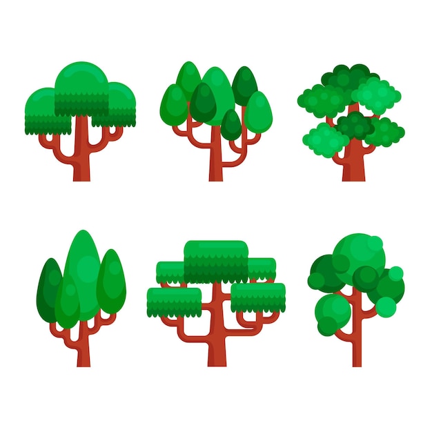 Conjunto de tipos de árvores de design plano