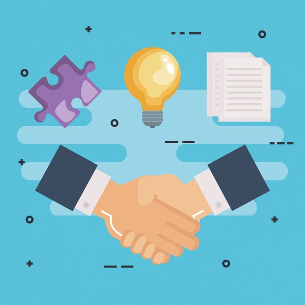 Conjunto de trabalho em equipe de negócios