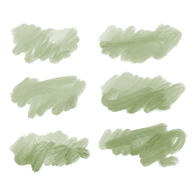 Conjunto de traçado de pincel de aquarela decorativo verde