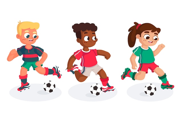 Conjunto de treinamento de jogadores de futebol dos desenhos animados