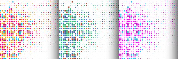 Vetor grátis conjunto de três fundos de mosaico colorido
